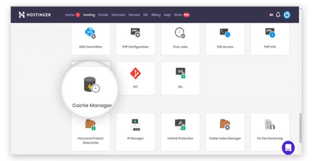 hostinger cache manager