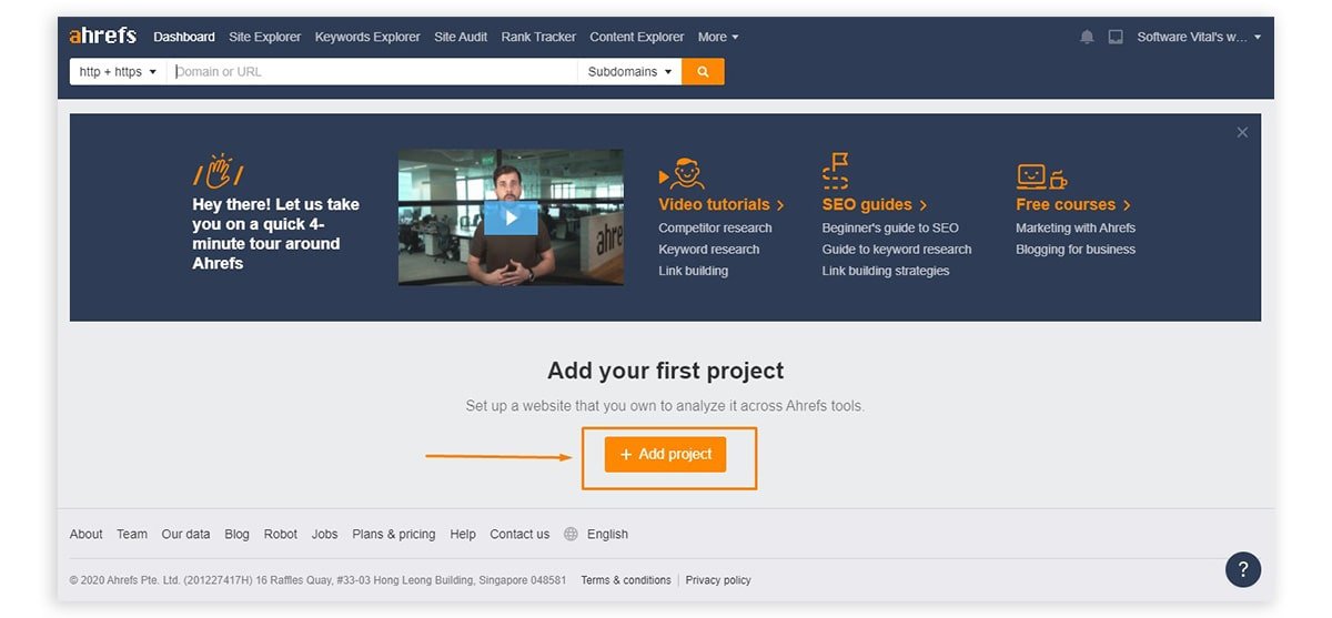 ahrefs add project